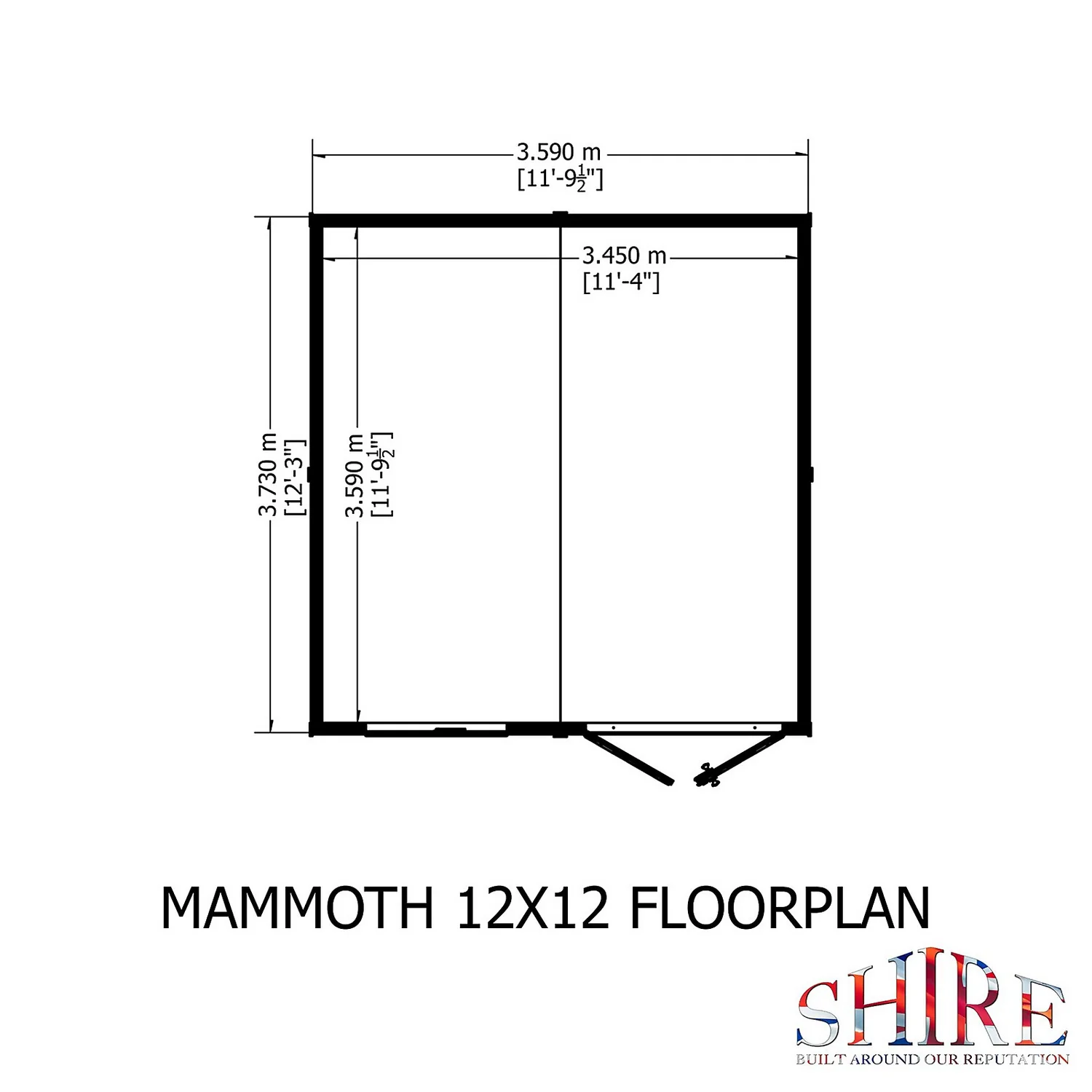 Shire 12 X 12ft Mammoth Double Door Garden Shed - Image 4