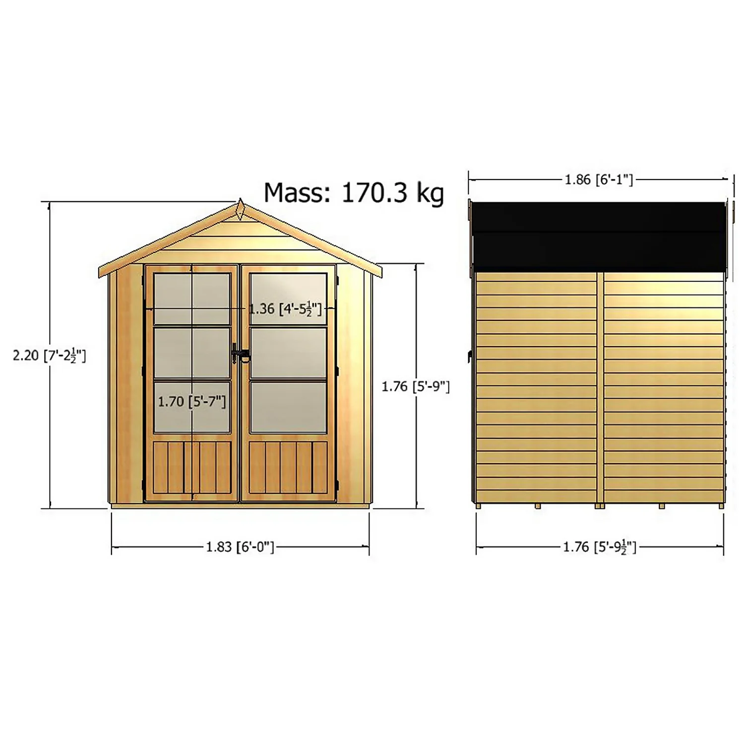 Shire 6 X 6ft Oatland Double Door Summerhouse - Image 3
