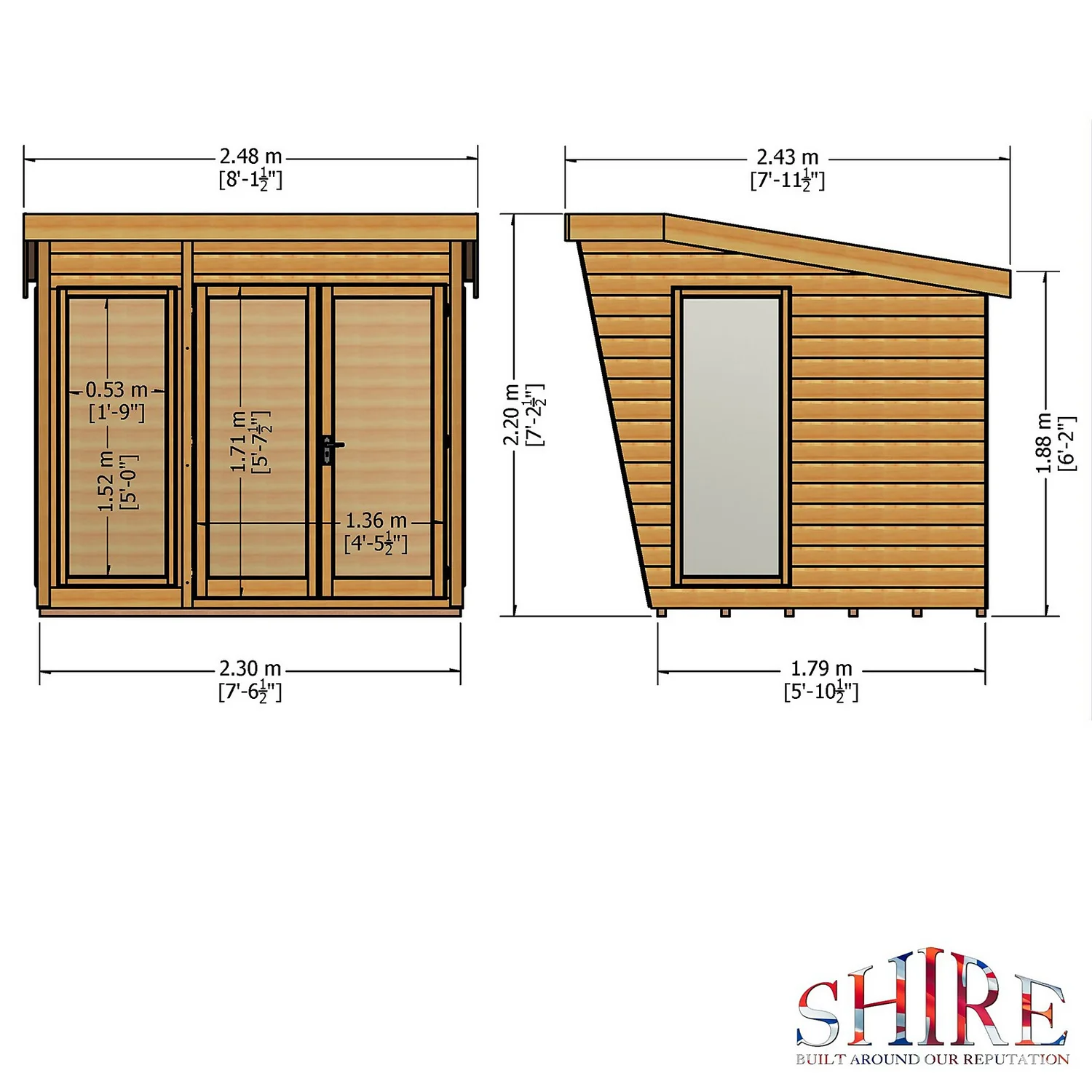 Shire 8 X 6ft Highclere Double Door Summerhouse - Image 3