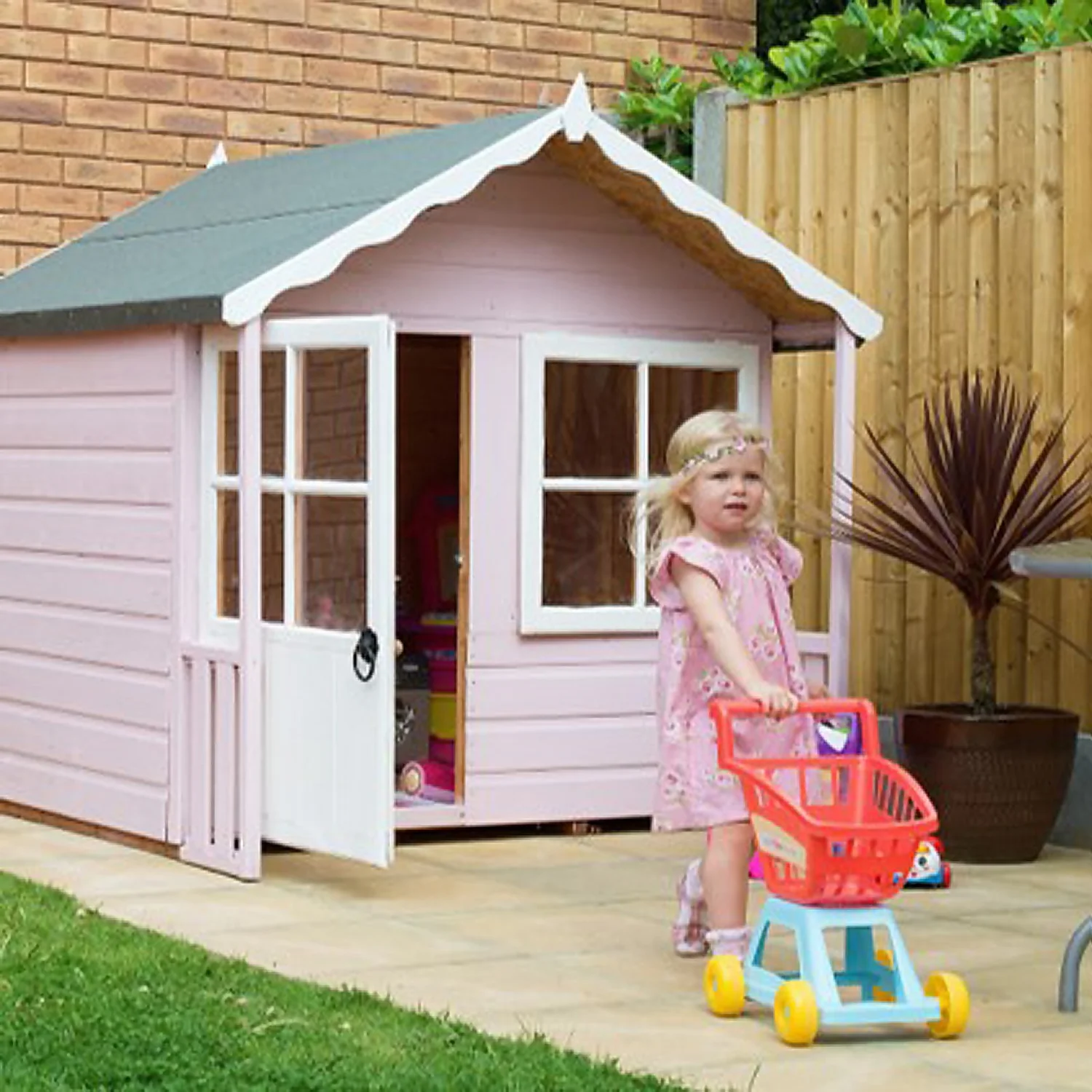 Shire 5 X 4ft Kitty Kids Wooden Playhouse - Image 5