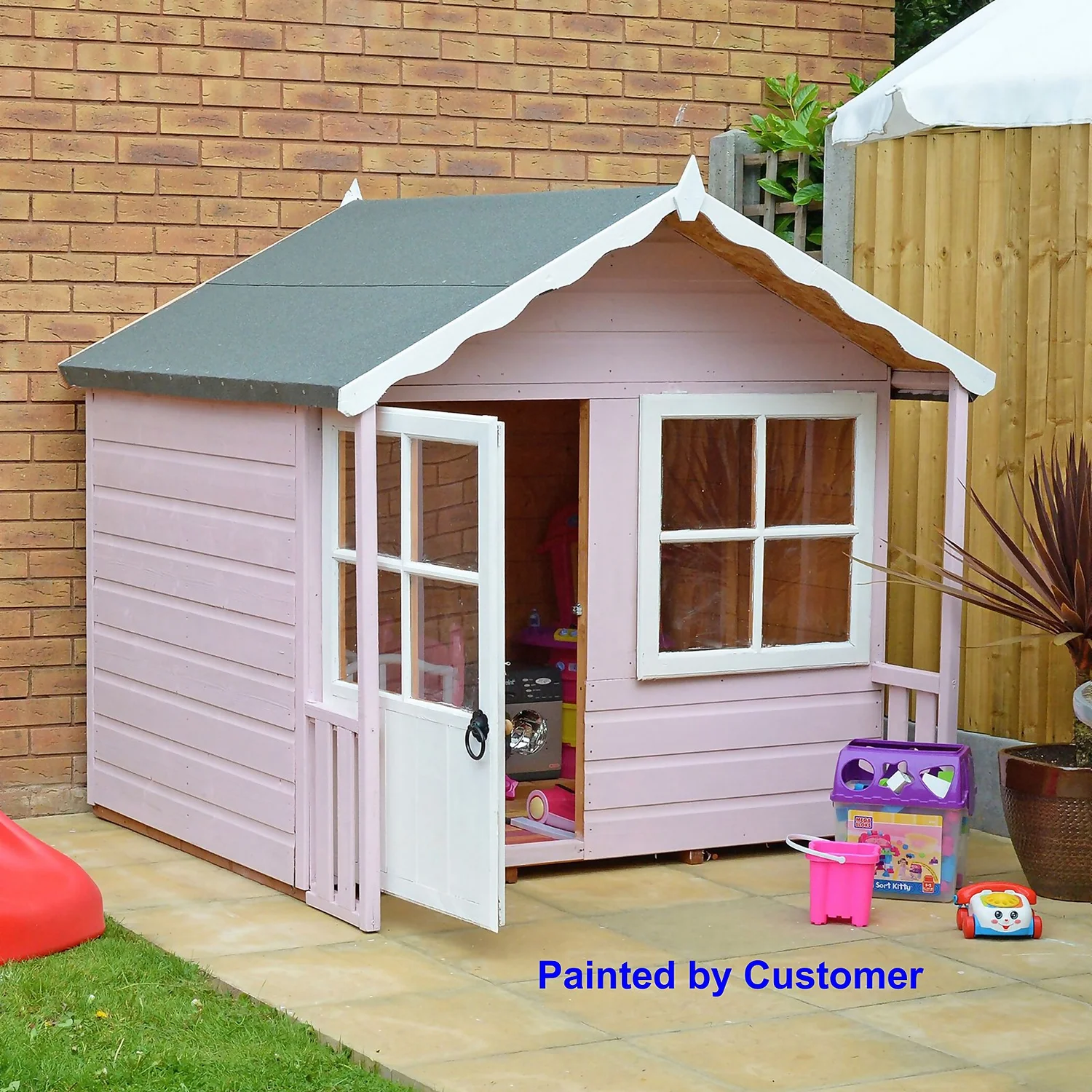 Shire 5 X 4ft Kitty Kids Wooden Playhouse - Image 6