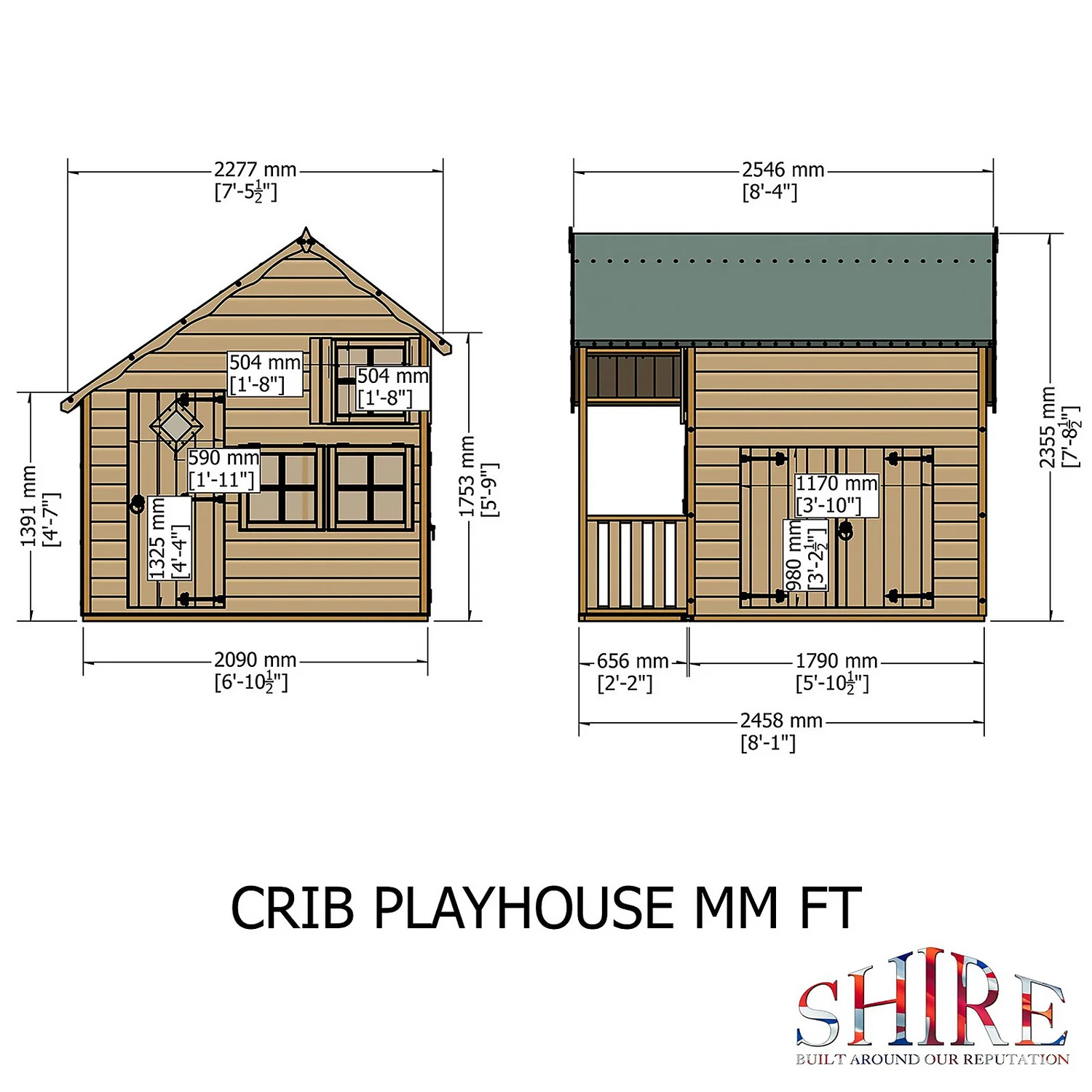 Shire 6 X 8ft Crib Kids Wooden Playhouse - Including Installation - Image 3