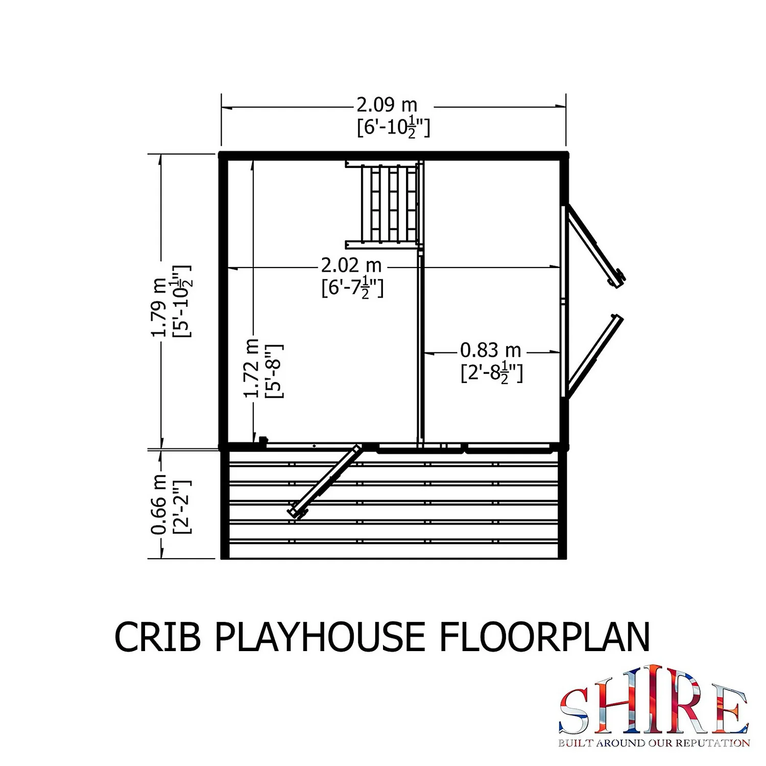 Shire 6 X 8ft Crib Kids Wooden Playhouse - Including Installation - Image 4
