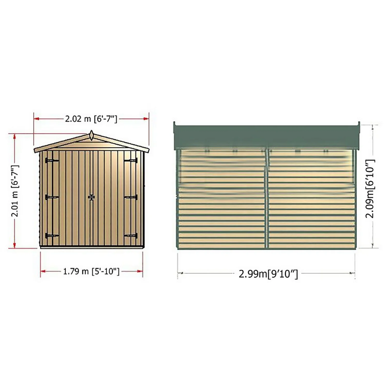 Shire 10x6ft Overlap Garden Shed No Windows -Including Installation - Image 3