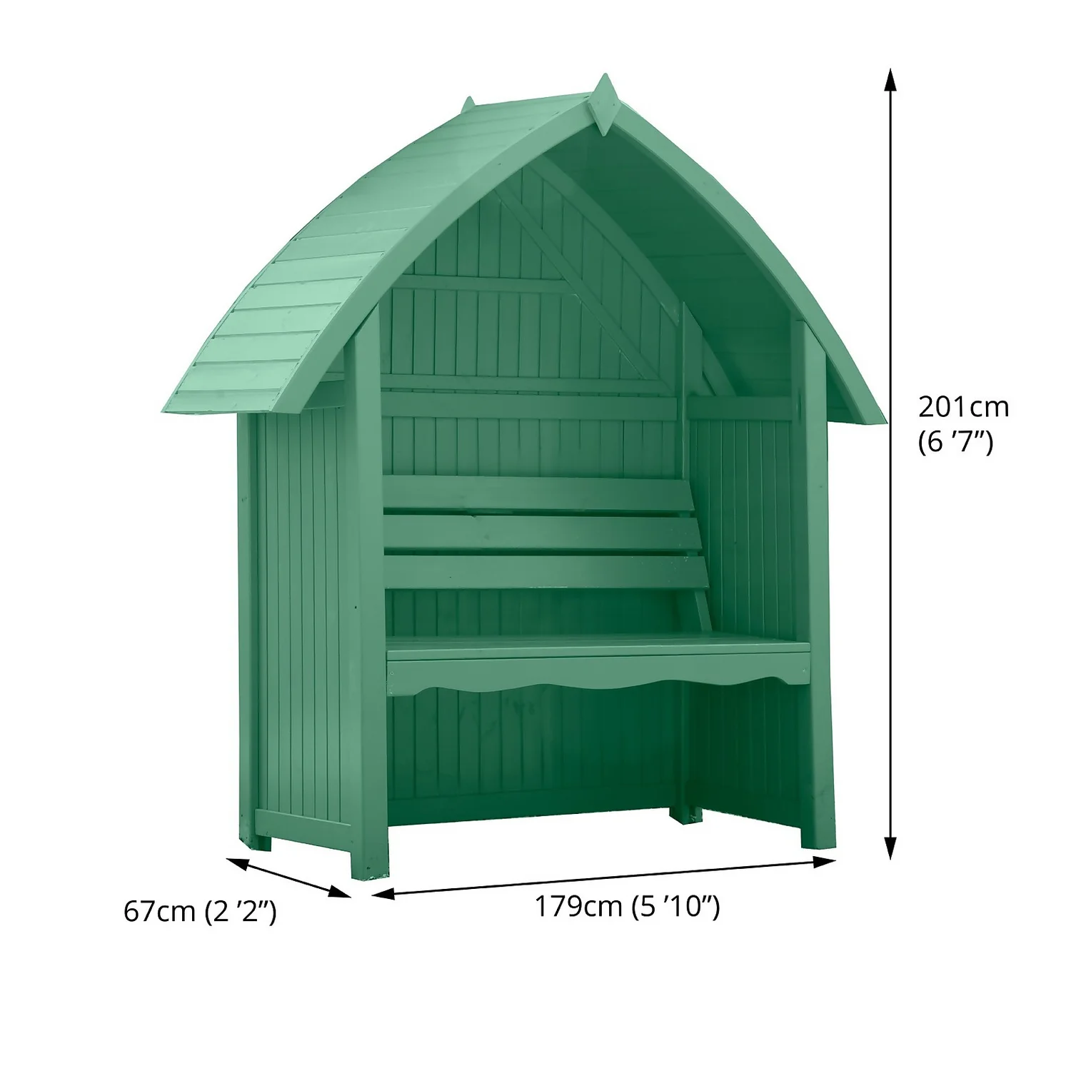 Country Living Wilmcote Arbour Seat Painted + Installation - Aurora Green - Image 3