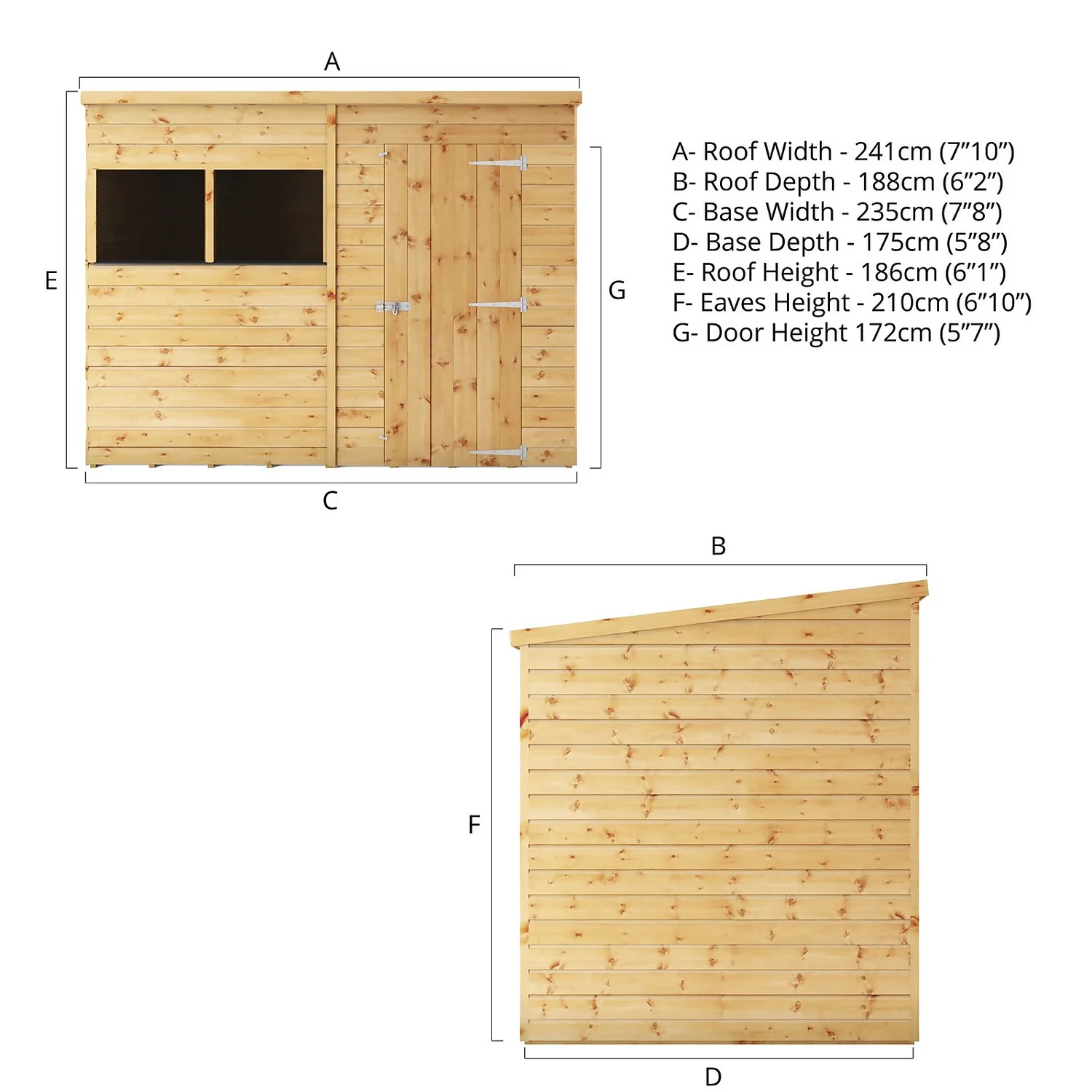 Mercia 8ft X 6ft Premium Shiplap Pent Shed - Image 7