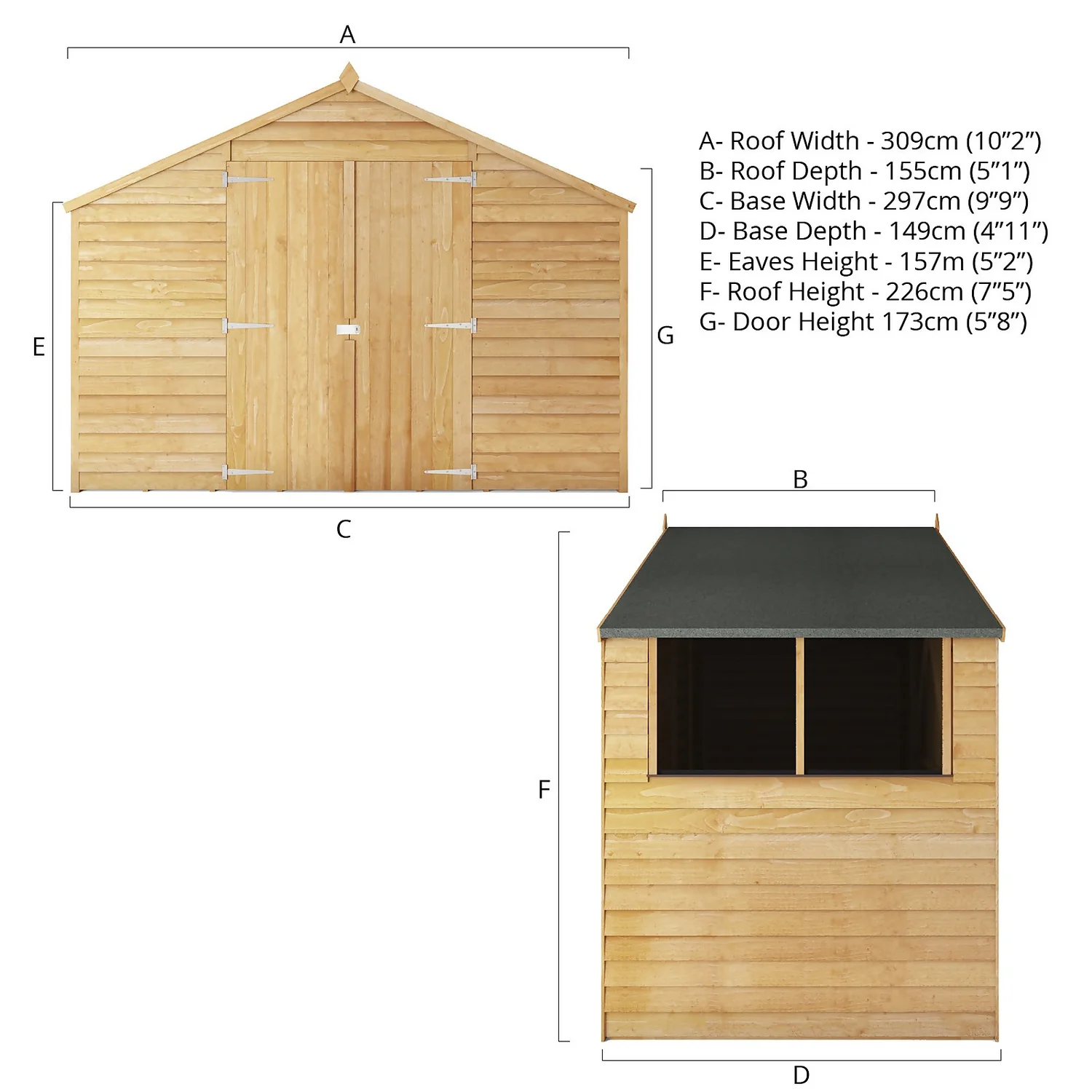 Mercia 5ft X 10ft Overlap Apex Shed - Including Installation - Image 9