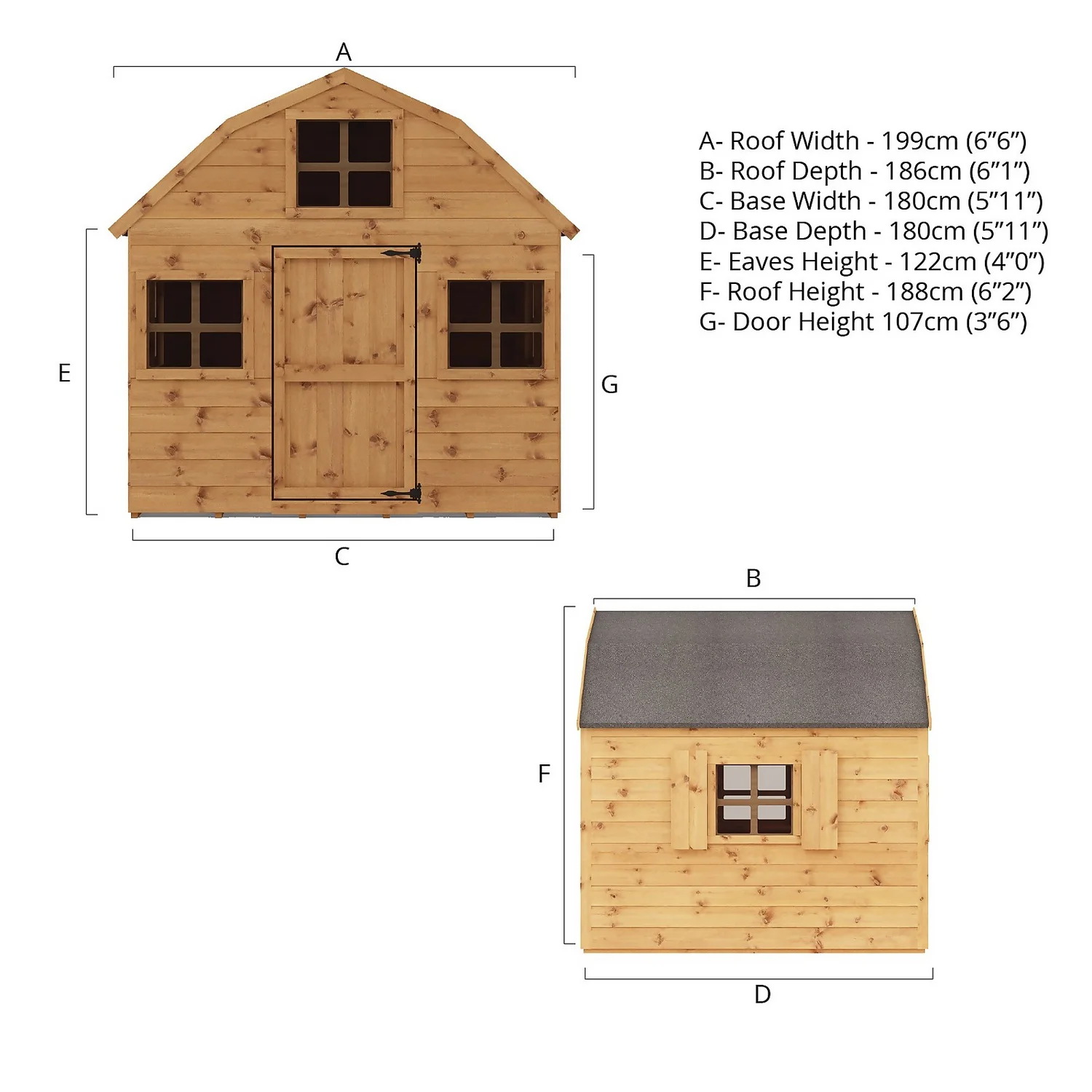 Mercia 6ft X 6ft Dutch Wooden Playhouse - Image 10