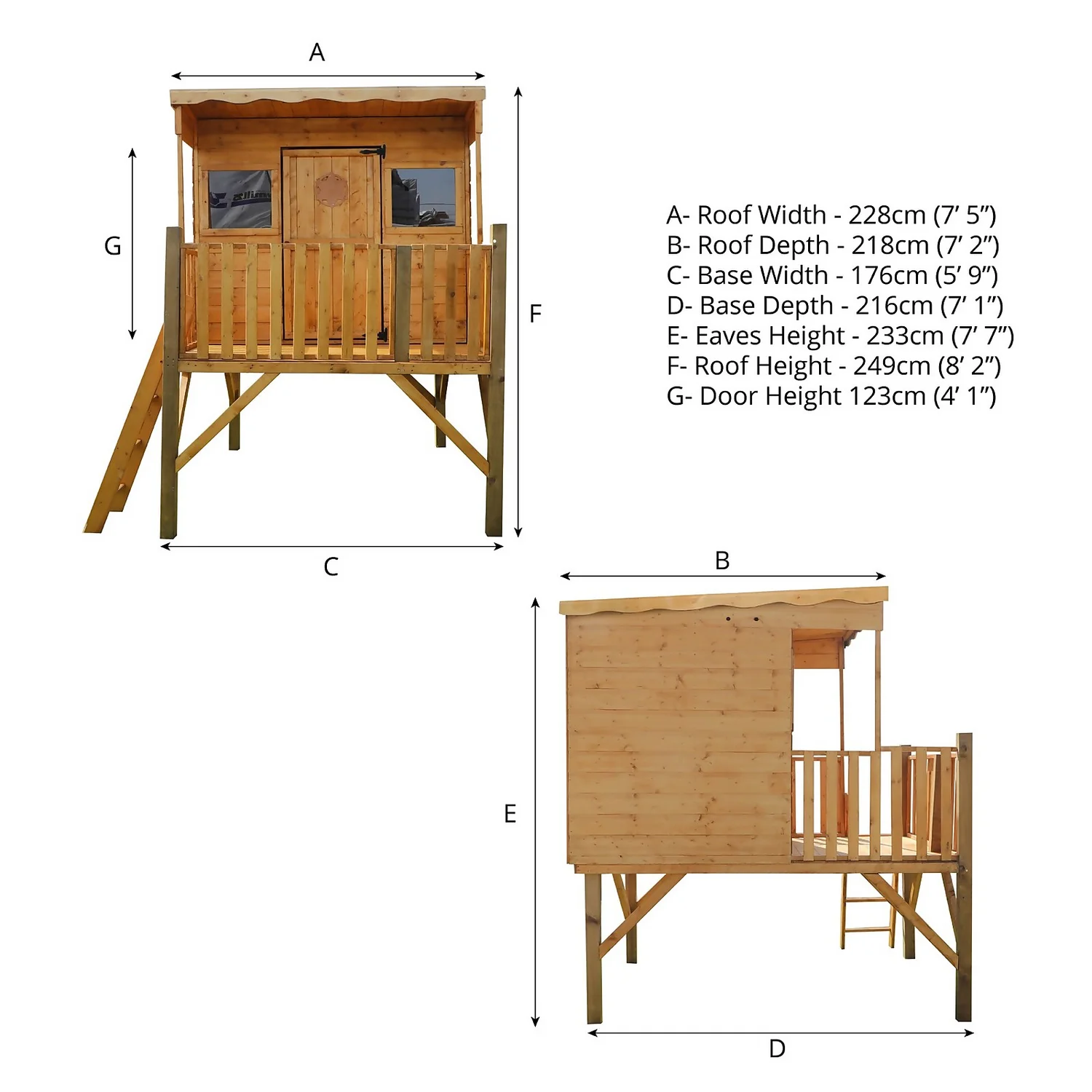 Mercia 5ft X 6ft Pent Wooden Playhouse With Tower - Installation Included - Image 8
