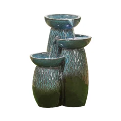 Stylish Fountain Glazed Trio Water Feature With LEDs