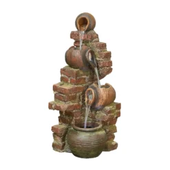 Stylish Fountain Flowing Jugs Water Feature With LEDs