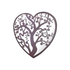 MirrorOutlet Metal Heart Shaped Tree Decorative Garden Mirror - 70x70cm