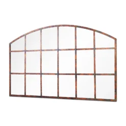 MirrorOutlet Metal Arched Decorative Window Garden Mirror - 90x56cm