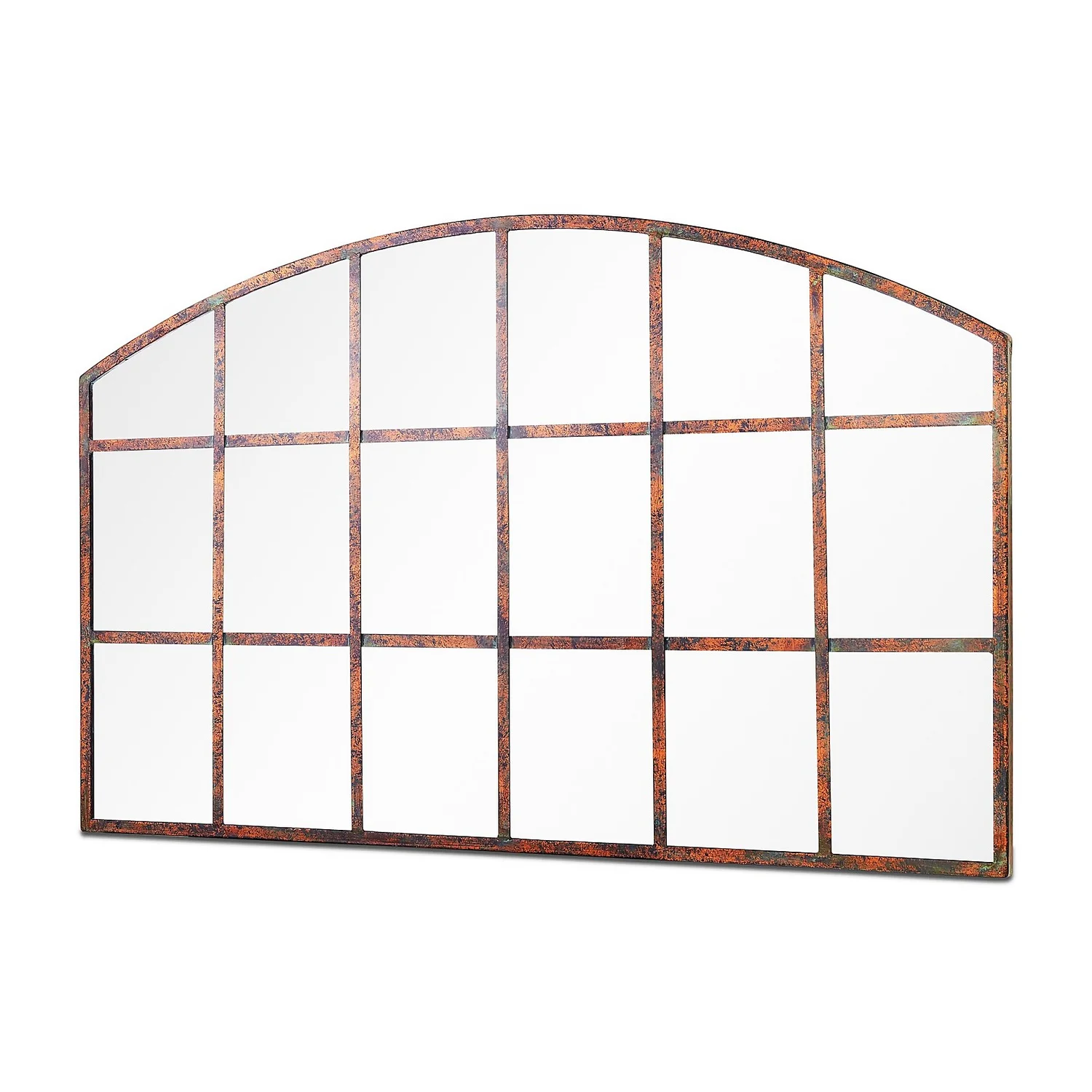 MirrorOutlet Metal Arched Decorative Window Garden Mirror - 90x56cm