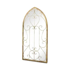 MirrorOutlet Metal Arched Decorative Window Garden Mirror - 100x50cm