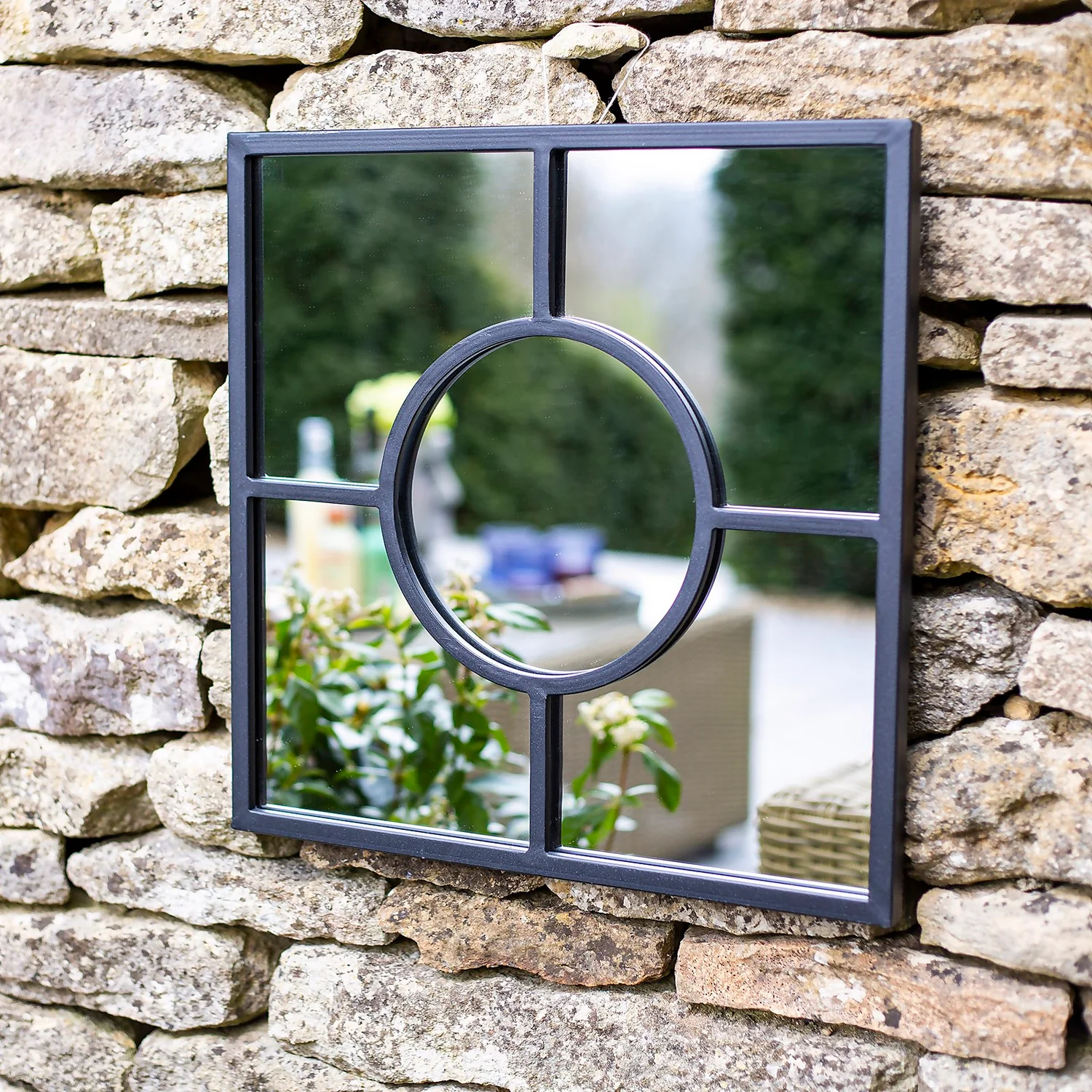 Black Square Garden Mirror - Image 3