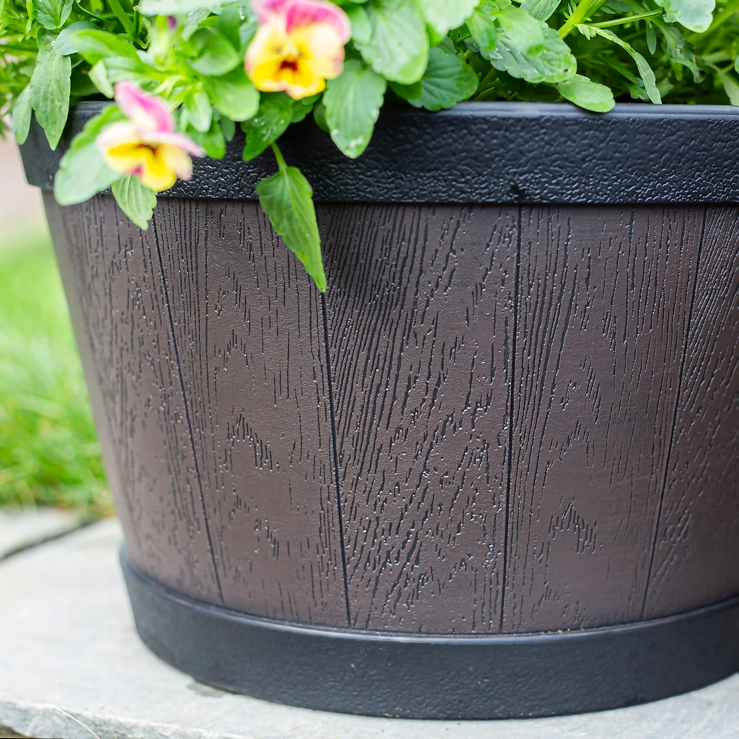 Banded Whiskey Barrel Planter - 39cm - Image 4