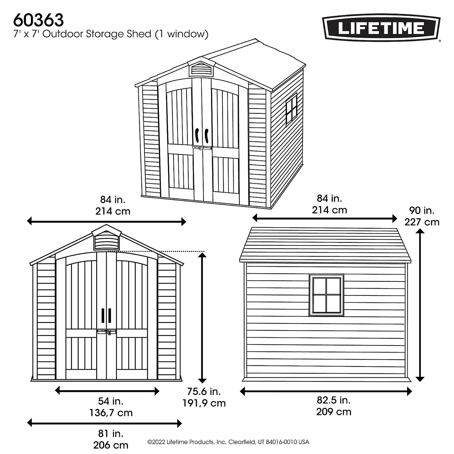 Lifetime 7x7ft Outdoor Storage Shed - Rough-Cut Grey - Image 3