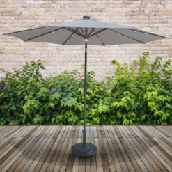 Parasol With Solar Lights 2.7m - Natural