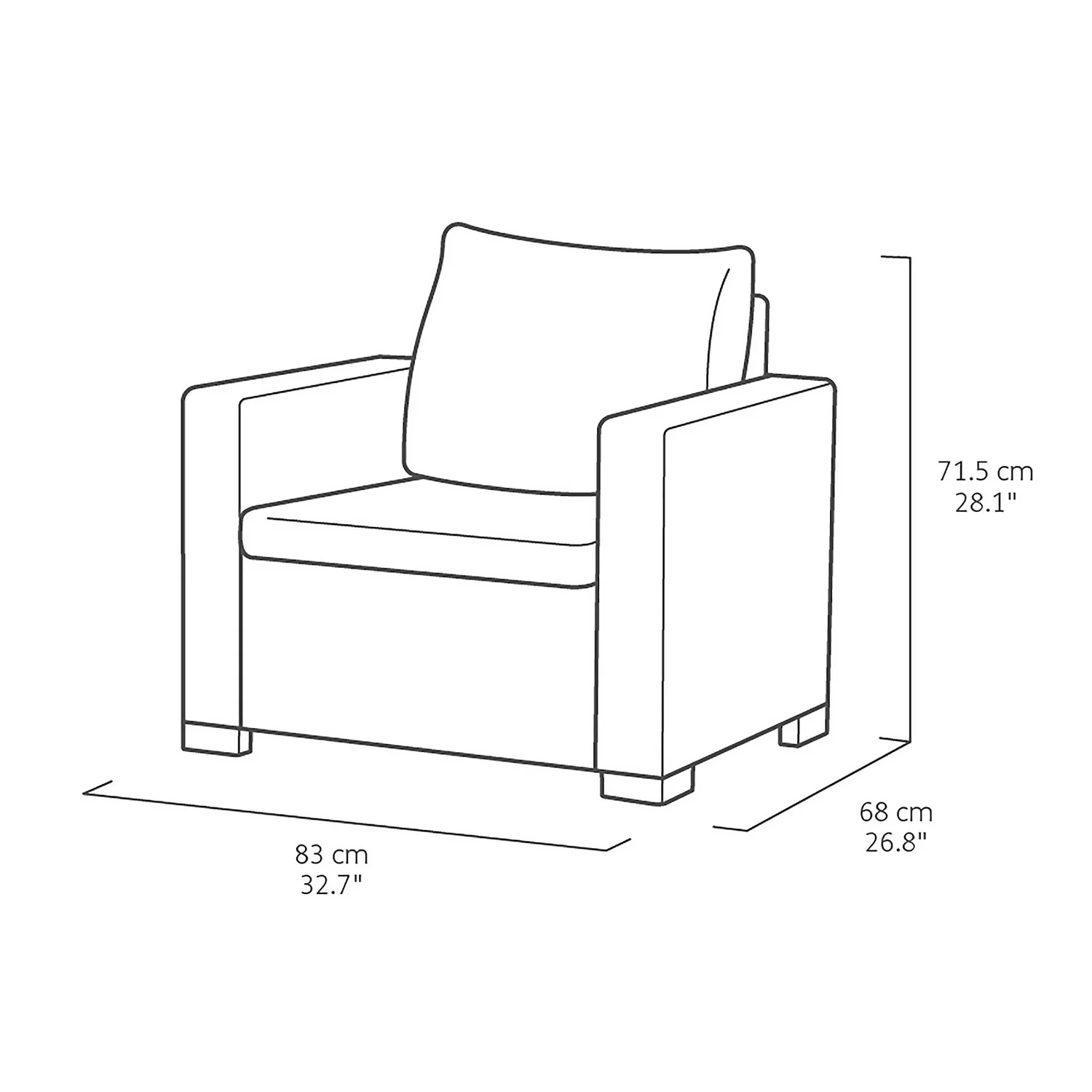 Keter California 2 Seater Outdoor Balcony Deluxe Garden Furniture Set - Graphite With Grey Cushions - Image 7